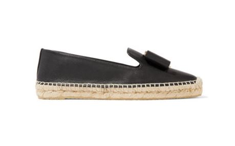 페라가모 가죽 Sannio bow-embellished leather espadrilles